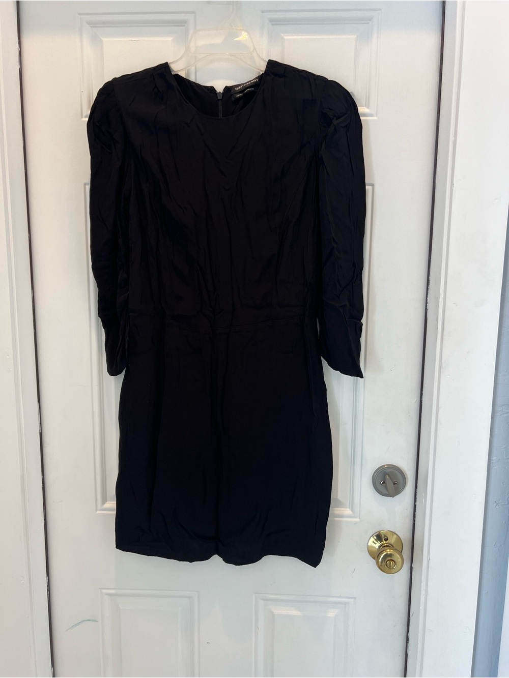 Something Navy Women Mini Dress S Black Round Neck 3/4 Sleeve #866